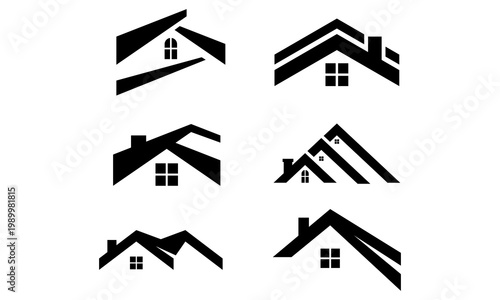 roof home property icon set vector 

