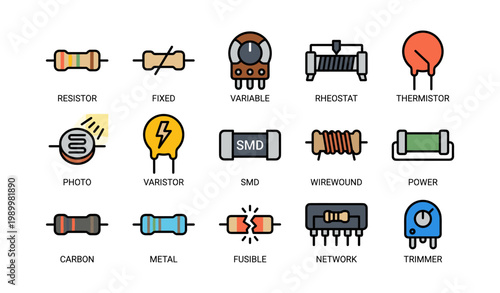 Various resistor and component symbols shown on white background