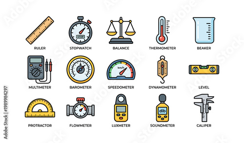 Measurement instruments displayed in grid on white background