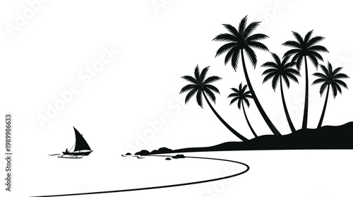 silhouette of coconut trees on the beach