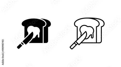 Bread butter knife glyph outline icon. Spreading bread tool. Used for breakfast and food prep. Kitchen and dining.