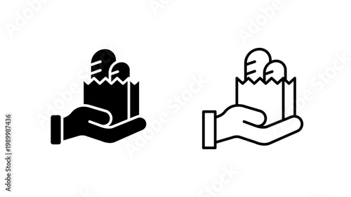 Grocery bread bag glyph outline icon. Shopping food carry. Used for market and delivery. Retail and food.