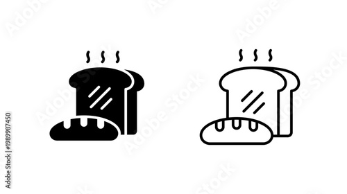 Hot bread glyph outline icon. Freshly baked warm loaf. Used for bakery and breakfast. Food and cooking.