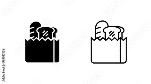 Bread bag glyph outline icon. Packaged loaf product. Used for grocery and retail display. Food and packaging.
