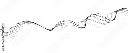 Flowing Dot Wave halftone gradient pattern on transparent background

