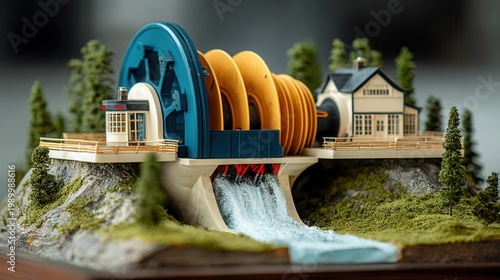 Miniature green energy water turbine model
