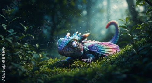 fantasy mystical creature animal in magical forest close up shot