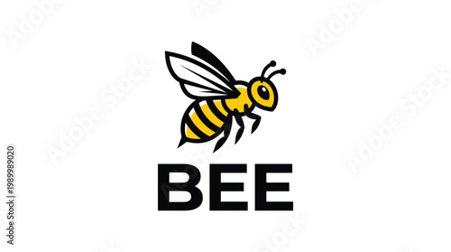 Cute Cartoon Bee with Text BEE.