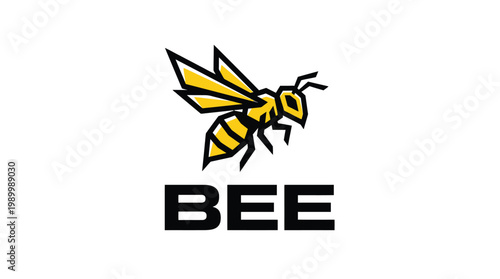 Modern Bee Logo Design with Bold Text.