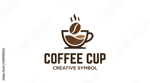 Creative Coffee Cup Logo Symbol with Coffee Bean.