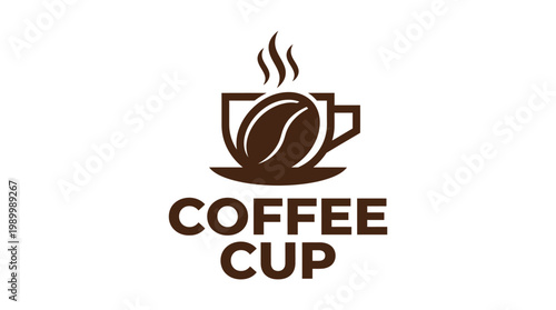 Modern Coffee Cup Logo Design with Coffee Bean.