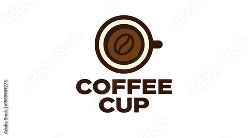 Minimalist Coffee Cup Logo Design with Bean.