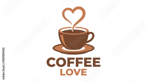 Coffee Love Logo with Heart Steam.