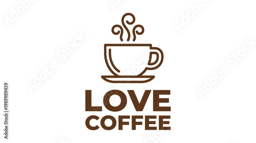 Love Coffee Logo Design with Steaming Cup.