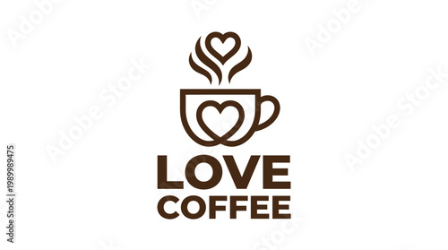 Love Coffee Logo Design with Heart and Steam.
