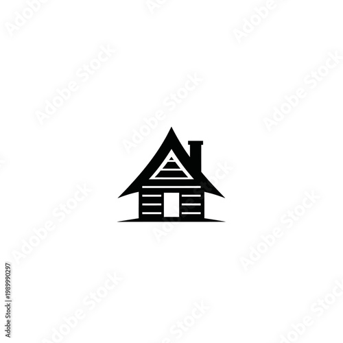 Minimalist A-Frame Cabin Logo Simple Black and White Vector Icon Design for Real Estate, Rustic Living, or Vacation Retreats