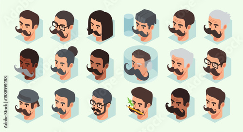 Collection of Cartoon Male Facial Profiles.