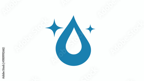 A clean blue water drop with sparkling highlights, representing purity and freshness