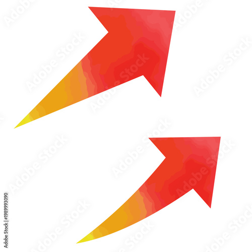 水彩の赤色へのグラデーション上昇矢印