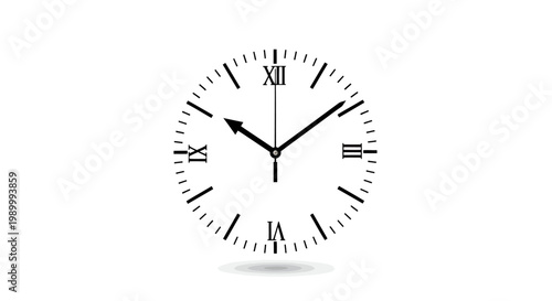 Elegant round clock with Roman numerals on a clean white background for minimalist decor.