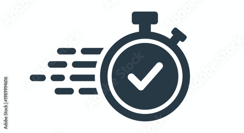 Fast Action Stopwatch Icon Representing Quick Verification and Completed Task.