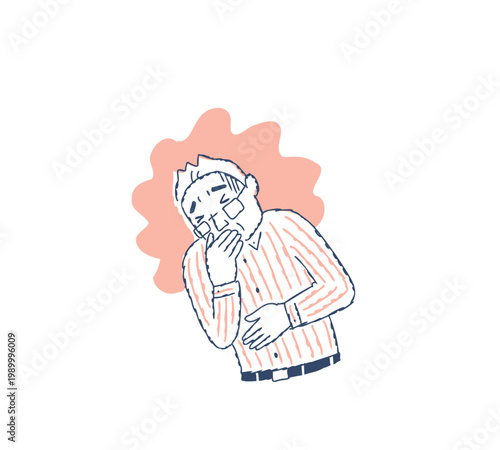 吐き気をもよおすシニア男性