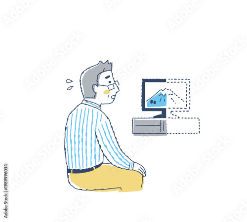 テレビの片側が見えにくく困っているシニア男性