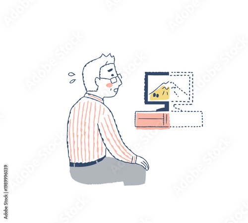 テレビの片側が見えにくく困っているシニア男性