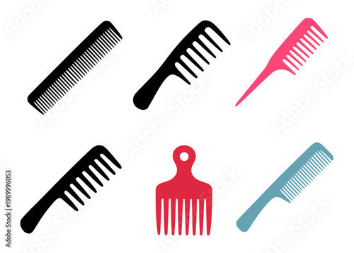 Comb set icon illustration, with silhouette design, isolated on transparent background