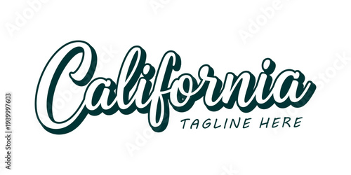 California tagline written in cursive green font on white background