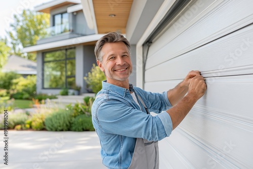 friendly middle-aged technician in work uniform