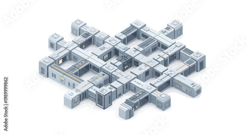 Isometric vector illustration showing a detailed 3D aerospace system with satellite components and clean design, set against a bright white background creating a modern, technological