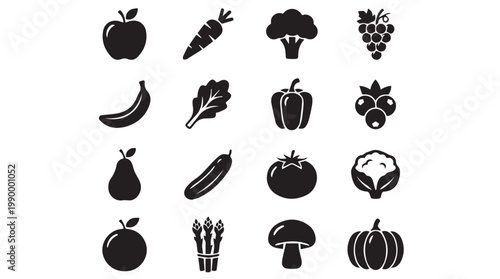 Collection of various vegetable icons.