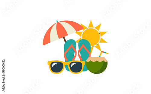 Summer vacation accessories for relaxation, fun, and enjoyment.