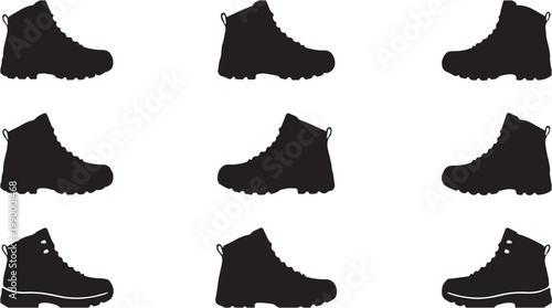 Black silhouette of hiking boots.