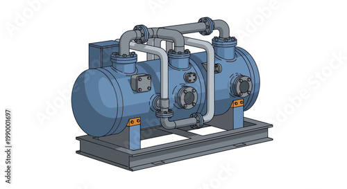 Industrial Twin Rotary Vane Vacuum Pump System.