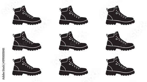 Black boots with laces and soles.