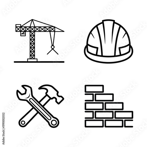 Building Construction and Industrial Engineering Icons