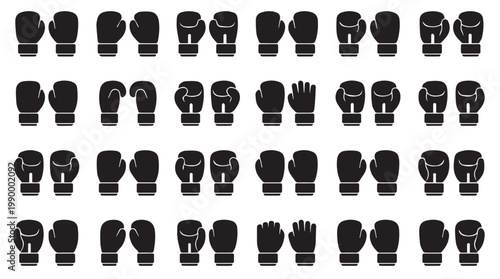 Boxing gloves in various positions.