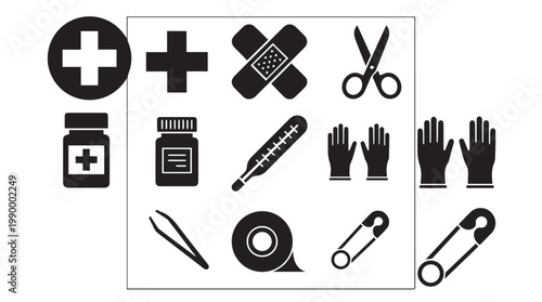 Medical supplies and first aid tools.