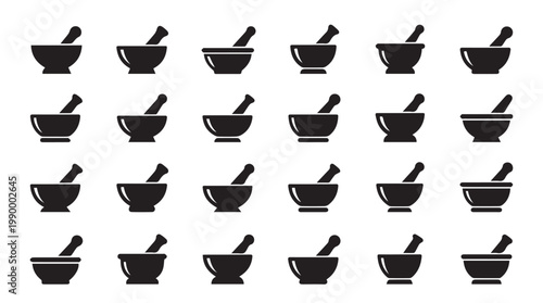 Multiple mortar and pestle icons.