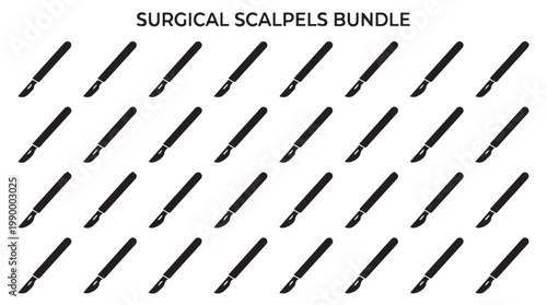 Surgical scalpels medical tools bundle.