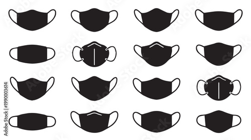 Collection of black face masks.