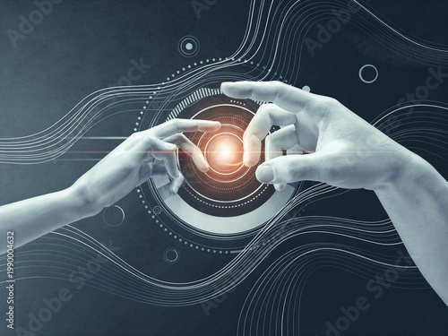 Futuristic Technology Concept with Data Flow and Connectivity