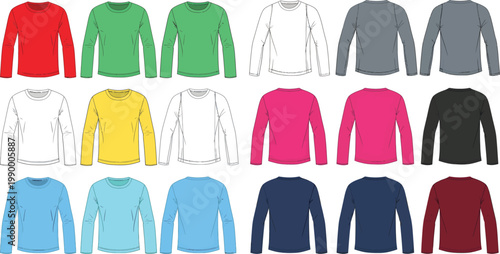 Colorful collection of long sleeve shirts with t shirt with clothing store with casual wear