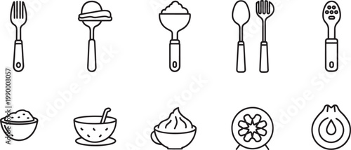 Black and white of kitchen utensils and appliances