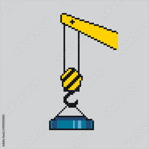 Pixel art illustration Magnetic Crane. Pixelated Steel Crane. Steel Magnetic Crane Icon pixelated for the pixel art game and icon for website and video game. old school retro.