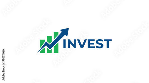 Invest Logo with Upward Arrow and Bar Chart.