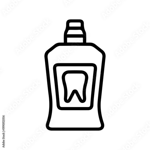Mouthwash bottle with tooth