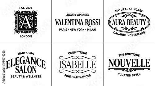 Luxury apparel valentina rossi serif lettering for paris new york milan fashion